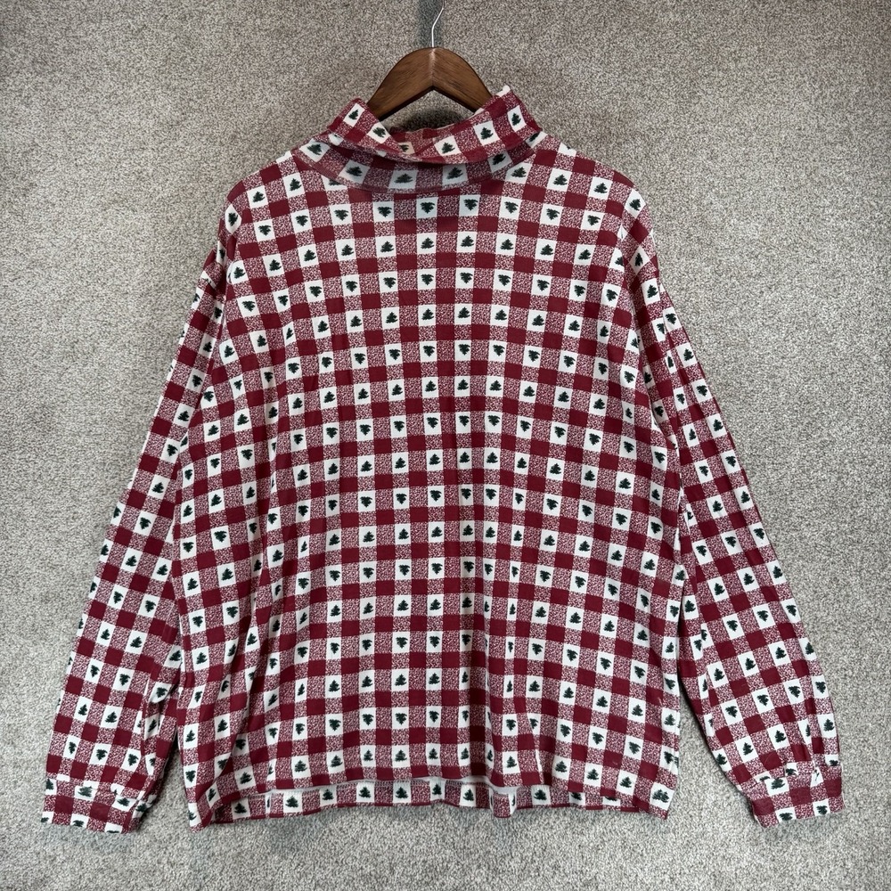 Vtg 90s Croft And Barrow Christmas Tree Plaid Turtle Neck 22W Grannycore Teacher
